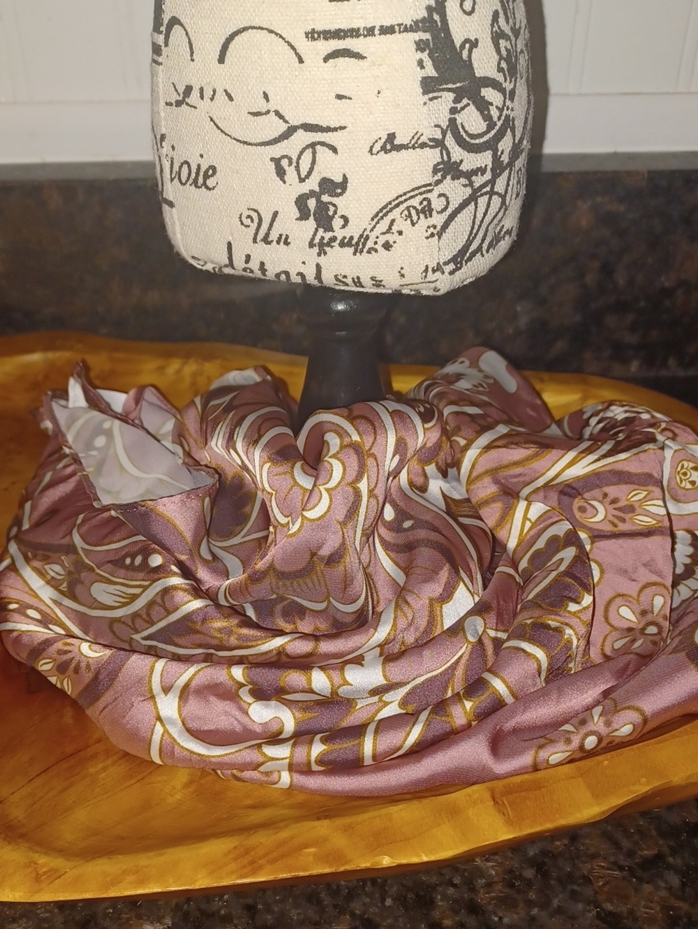 Mauve Paisley Square Satin Neck & Hair Scarf - 28"x28"New W/out Tags